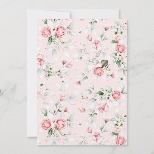 Zachte Licht Roze Bloemen en Groene Baby Shower Kaart (Achterkant)