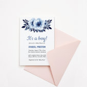 Zachte Lichtblauwe Bloem Waterverf Baby Shower Kaart