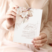 Zachte lichtbloemen en Pampas Grass Boho Baptisme Kaart