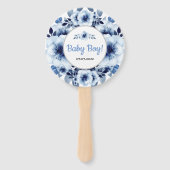 Zachte lichte blauwe ventilator Waterverf Baby sho Handwaaier (Voorkant)