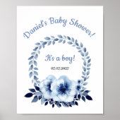 Zachte lichte blauwe ventilator Waterverf Baby sho Poster (Voorkant)