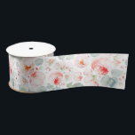 Zachte lichtroze bloemen elegante botanische moder satijnen lint<br><div class="desc">Mooie elegante lichtroze waterverf bloemen satijnlint</div>