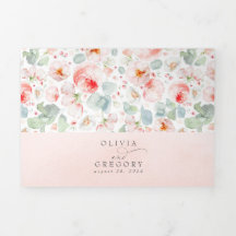 Zachte lichtroze Waterverf bloemen legante bruilof