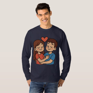 Zachte Liefdessticker Cartoon Koppel Verliefd T-shirt