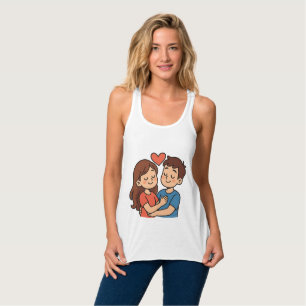 Zachte Liefdessticker Cartoon Koppel Verliefd Tanktop
