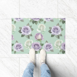 Zachte Lila En Witte Rozen Met Watercolor Effecten Deurmat