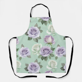 Zachte Lila En Witte Rozen Met Watercolor Effecten Schort