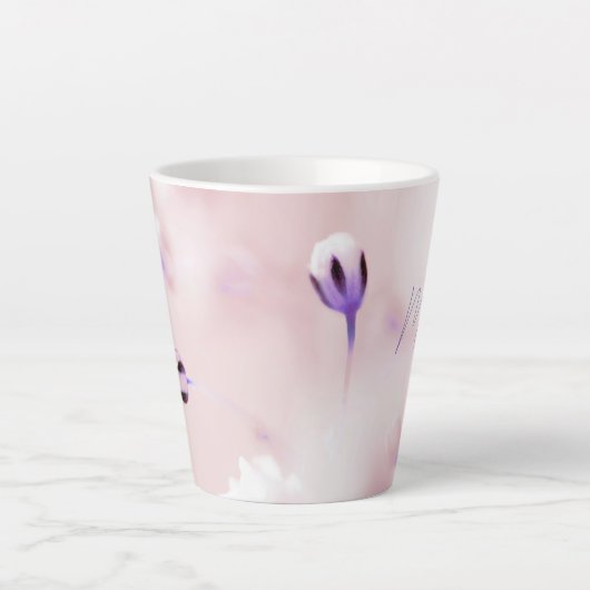 Zachte Lila Floral Print Small Latte Mok (Voorkant)