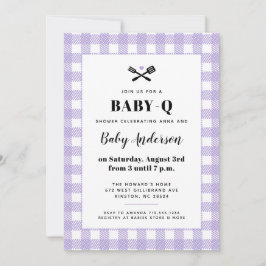 Zachte Lila Gingham Plaid Baby shower BBQ Kaart