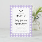 Zachte Lila Gingham Plaid Baby shower BBQ Kaart (Staand voorkant)