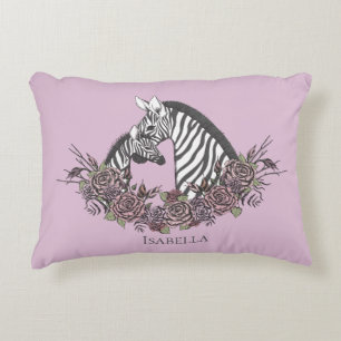 Zachte lila mama en baby zebra handgetekend accent kussen