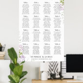 Zachte Lila Paarse Floral Wedding Seating Chart Poster (Thuiskantoor)