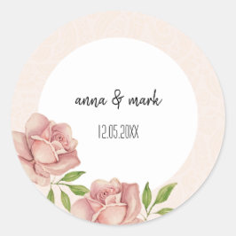 Zachte Lila Rozen Waterverf Ronde Sticker