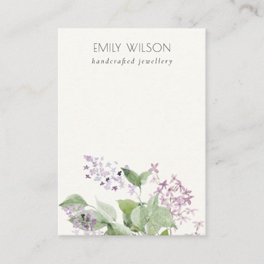 Zachte Lila Waterverf Bloemen Blank Sieraden Displ Visitekaartje (Voorkant)