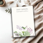 Zachte Lila Waterverf Bloemen Blank Sieraden Displ Visitekaartje
