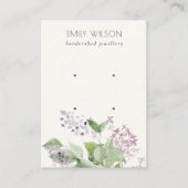 Zachte Lila Waterverf Floral 2 Oorbel Display Visitekaartje (Voorkant)