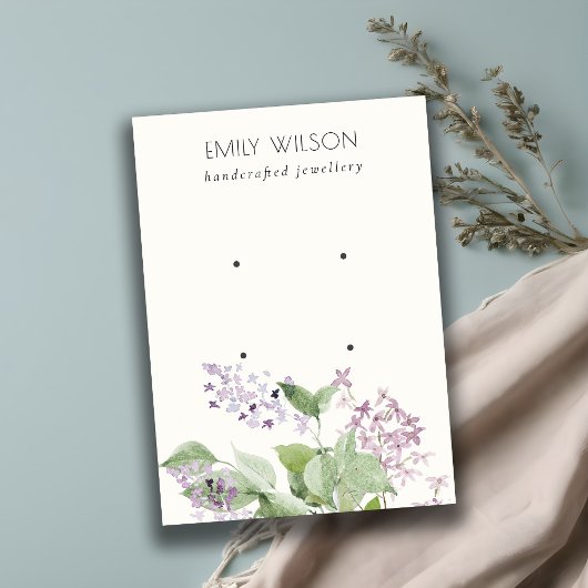 Zachte Lila Waterverf Floral 2 Oorbel Display Visitekaartje