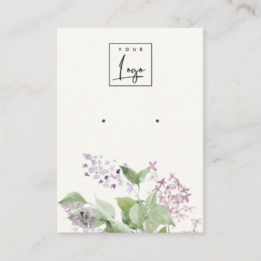 Zachte Lila Waterverf Floral Earring Logo Display Visitekaartje (Voorkant)