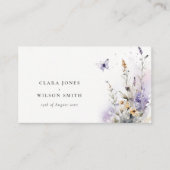 Zachte Lila Wildflower Butterfly Bruiloft Website Informatiekaartje (Voorkant)