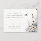 Zachte Lila Wildflower Butterfly Trouwreceptie Informatiekaartje (Voorkant)