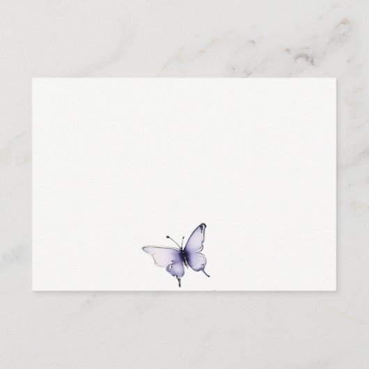 Zachte Lila Wildflower Butterfly Trouwreceptie Informatiekaartje (Achterkant)