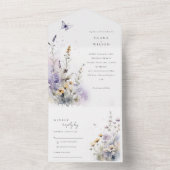 Zachte Lila Wildflower Vlinder Tuin Bruiloft All In One Uitnodiging (Binnen)
