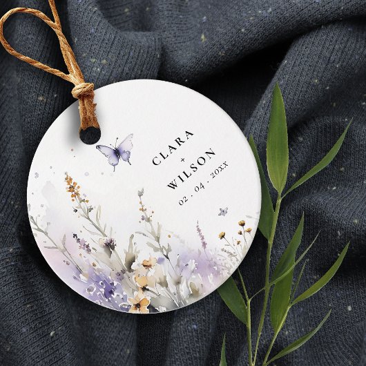 Zachte Lila Wildflower Vlinder Tuin Bruiloft Bedankjes Labels