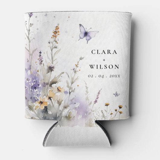 Zachte Lila Wildflower Vlinder Tuin Bruiloft Blikjeskoeler (Voorkant)