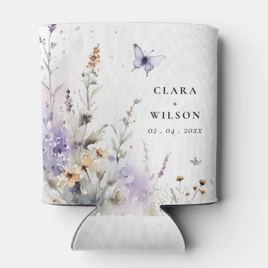 Zachte Lila Wildflower Vlinder Tuin Bruiloft Blikjeskoeler (Achterkant)