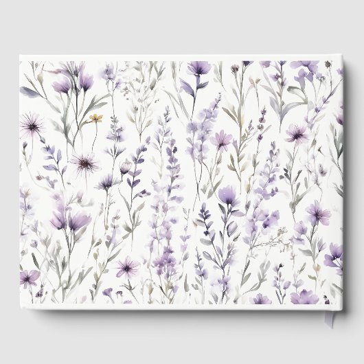 Zachte Lila Wildflower Vlinder Tuin Bruiloft Gastenboek (Achterkant)
