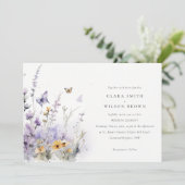 Zachte Lila Wildflower Vlinder Tuin Bruiloft Kaart (Staand voorkant)