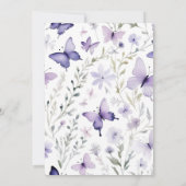 Zachte Lila Wildflower Vlinder Tuin Bruiloft Kaart (Achterkant)