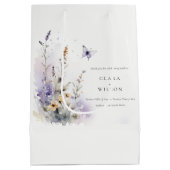Zachte Lila Wildflower Vlinder Tuin Bruiloft Medium Cadeauzakje (Achterkant)