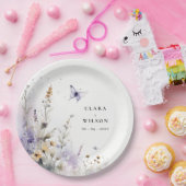 Zachte Lila Wildflower Vlinder Tuin Bruiloft Papieren Bordje (Feest)