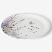 Zachte Lila Wildflower Vlinder Tuin Bruiloft Papieren Bordje (Gekanteld)