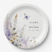 Zachte Lila Wildflower Vlinder Tuin Bruiloft Papieren Bordje (Voorkant)