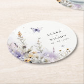Zachte Lila Wildflower Vlinder Tuin Bruiloft Ronde Kartonnen Onderzetter (Gebogen)