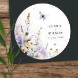 Zachte Lila Wildflower Vlinder Tuin Bruiloft Ronde Sticker<br><div class="desc">Als u een ander bijpassend product of aanpassing nodig hebt,  bericht dan via Zazzle.</div>