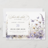 Zachte Lila Wildflower Vlinder Tuin Bruiloft Save The Date (Voorkant)