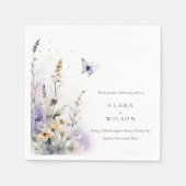 Zachte Lila Wildflower Vlinder Tuin Bruiloft Servet (Voorkant)