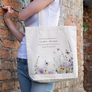 Zachte Lila Wildflower Vlinder Tuin Bruiloft Tote Bag