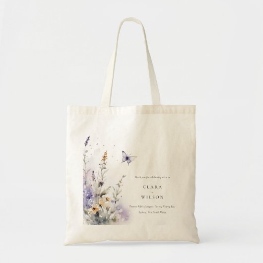 Zachte Lila Wildflower Vlinder Tuin Bruiloft Tote Bag (Voorkant)