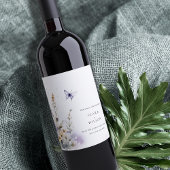 Zachte Lila Wildflower Vlinder Tuin Bruiloft Wijn Etiket
