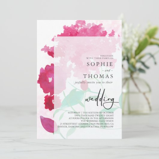 Zachte lilacs elegante bruiloft kaart (Staand voorkant)