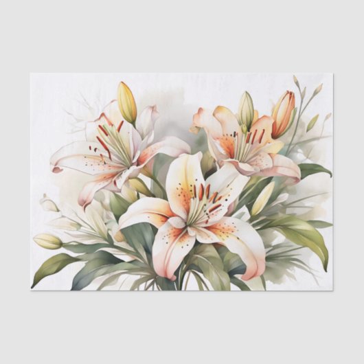 Zachte Lily bloemen op wit Tissuepapier (Voorkant)