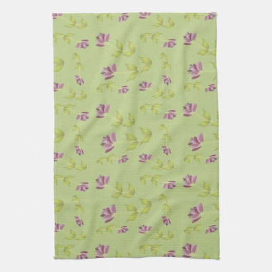 Zachte Limoen en framboos bloemenkeuken Theedoek (Verticaal)