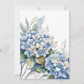 Zachte Luxe Blauwe Bloemrijke Bruiloftsdouche Kaart (Achterkant)