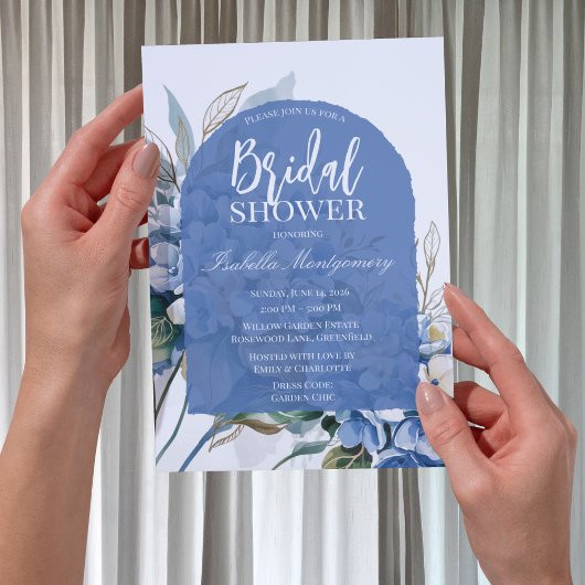 Zachte Luxe Blauwe Bloemrijke Bruiloftsdouche Kaart
