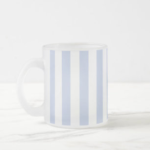 Zachte Maagdenpalm Blauw en Witte Verticale Strepe Matglas Koffiemok