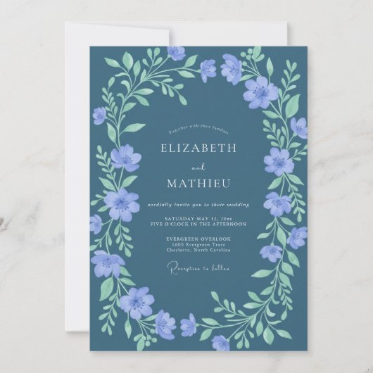Zachte Maagdenpalm Mint Krans Bruiloft Kaart (Voorkant)